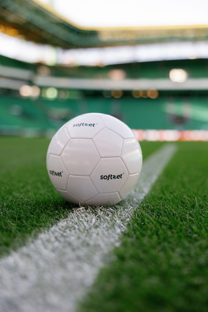 Soft2Bet-branded football on the pitch before the match